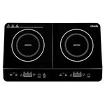 Abode Double Induction Hob Portable Digital Touch Control 2800W Double Electric Hob with 2 Cooking Zones, Plug In & Go, 10 Heat Settings 3 Hour Timer Black, Child Safety Lock AINDH2003