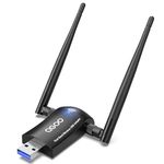 Wireless USB WiFi Adapter, QGOO WiFi Adapter USB 3.0 AC1200 High Gain Dual 5dBi Antennas 802.11ac/a/b/g/n Dual Band 2.42GHz/300Mbps 5.8GHz/867Mbps for PC Windows 11/10/8/7/Vista/XP, Mac OS 10.9-10.15