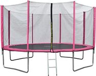EVRE Trampoline 8ft Pink with Zipped Safety Enclosure Ladder Steel Frame Safety Pad TÜV Rheinland Certified Kids and Adults 244cm
