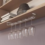 Plantex Stainless Steel Wine Glass Rack/Holder Upside Down Glass Hanging Organizer/Glass Hanging Stand for Pubs/Kitchen/Bars - (Single Line - L20 x W4.5 Inches), Tiered Shelf