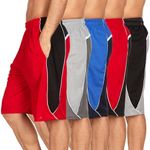 DARESAY 5 Pack Mens Shorts – Men's Activewear Performance Athletic Shorts with Pockets for Basketball Gym Sports Training – Up to 3XL