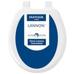 Mayfair 843SLOW 000 Lannon Slow-Close Toilet Seat, Removable Enameled Wood Toilet Seat That Will Never Loosen, White, 1 Pack Round