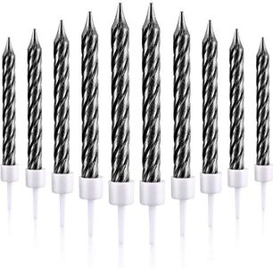 50 piezas espirales velas tortas soportes de metal velas de pastel pequeñas velas de pastel delgadas cortas para decoraciones de tartas de cumpleaños de boda (negra)