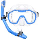 Kwambiri Snorkel Set Kids,Dry-Top Design Anti-Fog Snorkel Gear, Panoramic Tempered Glass Scuba Swimming Diving Set for Youth Child