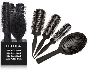 COCCO Aura Brush Set, Ceramic Paddle & Round Hairbrushes for Women, Blow-Drying & Frizz Control, Tourmaline Bristles, Ergonomic Grip, Full Styling Set (Black)