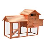 PawHut 82" Deluxe Chicken Coop Wooden Hen House with Run and Nesting Box Poultry Cage Pen for Backyard Rabbit Hutch