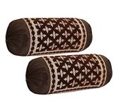 FRESH FROM LOOM Wrinkle Free Bolster Cover Set | 16x32 Inches |300 Tc | Bolster Dewan Round Pillow Covers | Bed Side Long Pillow Case | Soft and Velvet Fabric - (Star Maroon - Pack of 2)