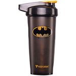 PerfectShaker Performa ACTIV DC Comics & Justice League Series 28oz Protein Shaker Bottle, Best Leak Free Bottle with ActionRod Mixing Technology for Your Sports & Fitness Needs! (Batman)