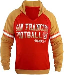 Simapak Womens City Football V Neck Athletic Fleece Hoodies Pullover Raglan Sweatshirts - Red & Golden (Size: 2XL)