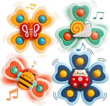 JACKEYLOVE Suction Cup Spinner Toys for Baby Toddler, Suction Baby Toys, Spinner Toys for 6 Months+ Old Boys Girls(4 Pack)