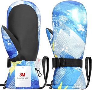 Odtmger Snow Mittens Waterproof Winter Ski Warm Gloves Cotton Lined, Perfect for Couples & Family Winter Adventures with Wrist Strap