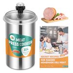 Newhai Deli Meat Maker Lunch Meat Press Ham Meat Cooker with 5 Secret Recipes 304 Stainless Steel with Glass Cover