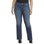 Silver Jeans Co. Women's Plus Size Elyse Mid Rise Comfort Fit Slim Bootcut Jeans, Med Wash Eae366, 16 Plus Tall