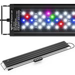 SEAOURA Led Aquarium Light for Plants-Full Spectrum Fish Tank Light with Timer Auto On/Off, 24-30 Inch, Adjustable Brightness, White Blue Red Green Pink LEDs with Extendable Brackets for Freshwater