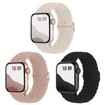 Joehwerr 3-Pack Anti-Slip Braided Strap Compatible for Apple Watch Straps Women 40mm 41mm 38mm 42mm 44mm 45mm 46mm 49mm, Adjustable Elastic Stretchy Strap for iWatch SE Ultra 10 9 8 7 6 5 4 3 2 1