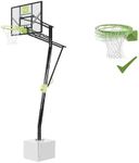 EXIT Toys Galaxy Basketball Backboard for Installing on Ground With Dunk Hoop - Includes Basketball Dunk Hoop, Net and Stand - Basket Adjustable to 5 Heights - For Kids and Adults - Green/Black