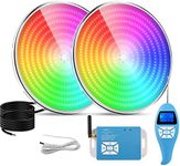 LyLmLe Resin Filled LED Pool Lighting PAR56, 35 W Ultra Flat RGB Colour Changing Pool Headlight External Synchronisation with Remote Control, Dimmable Swimming Pool Lamp, IP68 Waterproof, 12 V AC