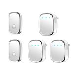 SK Depot® ULTRA-LONG WIRELESS RANGE Waterproof Wireless Doorbell Chime Kit with 36 Melodies Chimes Adjustable 4 Volume 1000 feet Operating with Sound Door Bell for Home (2 BUTTON + 3 RECEIVERS, WHITE)