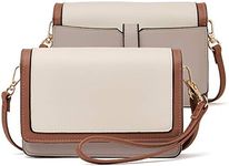 BROMEN Crossbody Bags for Women Small Cell Phone Shoulder Bag Wristlet Wallet Clutch Purse Grey Purple with Beige