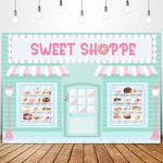 Glawry Sweet Shoppe Backdrop 7Wx5H Feet Cute Dessert Parlor Candyland Cake Donut Ice Cream Girl Birthday Baby Shower Party Photography Background Cake Table Decorations Photo Booth Studio