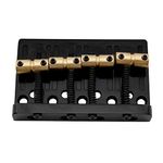 Musiclily Pro 19mm 4-String Bass Hardtail Bridge with Brass Saddles and Steel Plate, Black