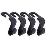 AllExtreme EXHO02 Car Backseat Headrest Hook/Hanger Universal Durable Car Organiser Space Saver for Handbag, Wallets, Grocery Bags (Black, Pack of 4)