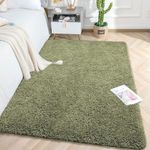 Amazon Brand - Umi Vegas Microfibre Area Rug - Anti-Slip, Super Soft, Washable - Carpet for Badroom, Living-Room (4x6 Feet, Green)