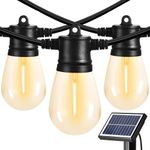 SUNTHIN Outdoor Solar String Lights, 24FT Solar Patio Lights, 8+1pcs S14 LED Bulbs, USB Rechargeable, IP65 Waterproof & Shatterproof Solar Festoon Lights for Yard, Porch, Garden,Party, Camping
