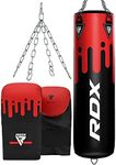 RDX Punching Bag UNFILLED Set Muay Thai MMA Training Gloves with Punch Mitts Hanging Chain, Great for Kick Boxing, Martial Arts, Available in 4FT 5FT