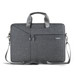 WIWU 15-15.6 Inch Laptop Shoulder Bag Multifunctional Durable PC Protective Bag, Water Resistant 360° Shock-proof Macbook Pro Briefcase Unisex Business Messenger Bag with Portable Handle -Grey