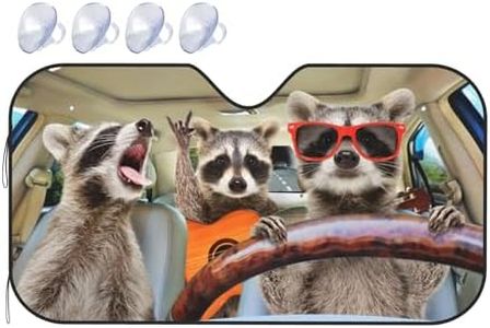 Begarm Three Funny Raccoons Animals Windshield Sun Shade for Car SUV Truck(51"" X 27.5"") Front Window Sun Shade Visor Shield Cover (Upgrade Hardened)
