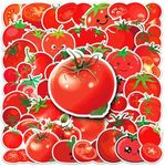 50 Pcs Tomato Stickers for Helmet,Computer,Water Bottle,Car,Laptop,Scrapbook,Skateboard,Phone, Luggage,Cute Food Waterproof Sticker,Children Adults Gift,Cartoon Vegetables Vinyl Graffiti Decals