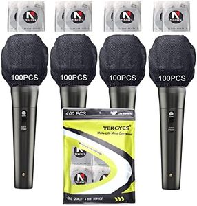 TENGYES 400 PCS (200 Pack) Microphone Hygiene Covers Disposable Non-Woven Handheld Mic Mike Cover Windscreen Protective Cap for KTV Karaoke Recording Room Stage Performance, Black
