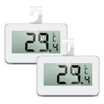 ORIA 2 Pack Refrigerator Thermometer, Digital Fridge Thermometer with Hook, Large LCD Display, Frost Alarm, 3 Mounting Methods for Kitchen, Home, Restaurants, Cafes, Bars, etc. – White