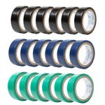 TAPARIA PVC Insulation Tape TAP/IT/V2 - Multicolor (Blue, Green, Black), 17mm x 6m, Weather Proof, Moisture & Fire Resistant, Excellent Elasticity, Durable, Good Grip and Strong Adhesion (Pack of 18)