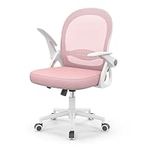 naspaluro Home Office Chair Ergonomic Desk Chair Swivel Computer Chair Mid-Back Mesh Chair with Flip-up Armrests and Lumbar Support for Home/Office - Pink