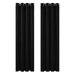 Deconovo Solid Curtains Window Treatment Room Darkening Blackout Curtains Thermal Insulated Eyelet Curtains for Bedroom 52"x 54" Black 1 PAIR