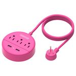 Power Bar with USB - NTONPOWER Travel Power Strip Flat Plug, 10ft Extra Long Extension Cord, 3 Outlets 2 USB Desktop Charging Station, Wall Mount, Compact for Home, Dorm Room, Office and Cruise Ship