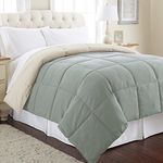 Modern Threads Down Alternative Microfiber Quilted Reversible Comforter & Duvet Insert - Soft, Comfortable Alternative to Goose Down - Bedding for All Seasons Seafoam/Almond King