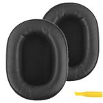 Geekria Protein Leather Replacement Ear Pads for Sony Turtle Beach Skullcandy and Other Mid-Sized Over-Ear Headphones Ear Cushions, Headset Earpads, Ear Cups Repair Parts (Black)