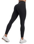 CRZ YOGA Butterlift Women's Scrunch Butt Gym Leggings 28'' - No Front Seam Ruched Bums Lifting High Waist Workout Leggings Booty Yoga Pants Black 10