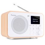Audizio Milan DAB Radio FM Tuner with Bluetooth, Portable Speaker, Rechargeable Battery Radio, 40 Preset Stations, Alarm Clock, Sleep Timer, 3.5mm Headphone Aux, White