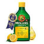 Moller’s ® | Omega 3 Cod Liver Oil | Omega-3 Dietary Supplements with EPA, DHA, Vitamin A, D and E | Superior Taste Award | Pure & Natural cod Liver Oil | Lemon | 250 ml