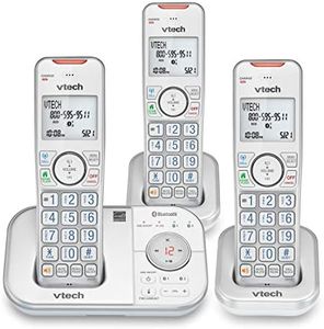 Vtech VS112-37 DECT 6.0 Bluetooth 3 Handset Cordless Phone for Home with Answering Machine, Call Blocking, Caller ID, Intercom and Connect to Cell (Silver & White)