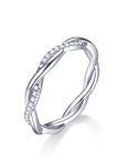 Moissanite Wedding Band for Women Wedding Ring for Women Promise Rings for Her/Couples Twisted Rope Eternity Rings Sterling Silver Plated 14K White Gold-55