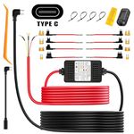 Dash Cam Hardwire Kit, Acc Hardwire Kit for Dash Camera Type C 3-Lead Hard Wire Kit 12V-24V to 5V USB-C Hardwire Kit w/Low Voltage Protection 13ft Charger Power Cord for GPS Radar Detectors and More