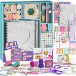 2-Pack Mega DIY Journal Kit - Gifts for Girls Ages 8 9 10 11 12 13 14 Year Old - Cool Birthday Gifts Ideas for Girls - Art & Crafts for Tween Kid - Teen Girls Trendy Stuff - Scrapbook & Diary Set