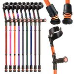 Flexyfoot Shock Absorbing Soft Grip Double Adjustable Crutch - Improves Safety, Improves Grip, Reduces Shocks & Jarring – Single - Orange