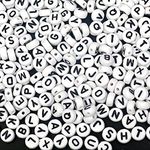 Kavya Craft Present 900 Pieces White Round Acrylic Alphabet Letter A-Z Cube Beads for Jewelry Making, Bracelets, Necklaces, Key Chains and Kids Jewelry (4x7mm)
