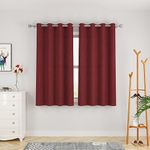 Curtains Burgundy Red Privacy Linen Textured 54 inches Long Kitchen Bedroom Living Room Drapes Curtains Basement Window Curtain 2 Panels Grommet Top